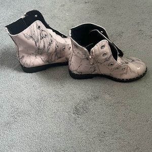 Combat boots size 2 pink and black without laces